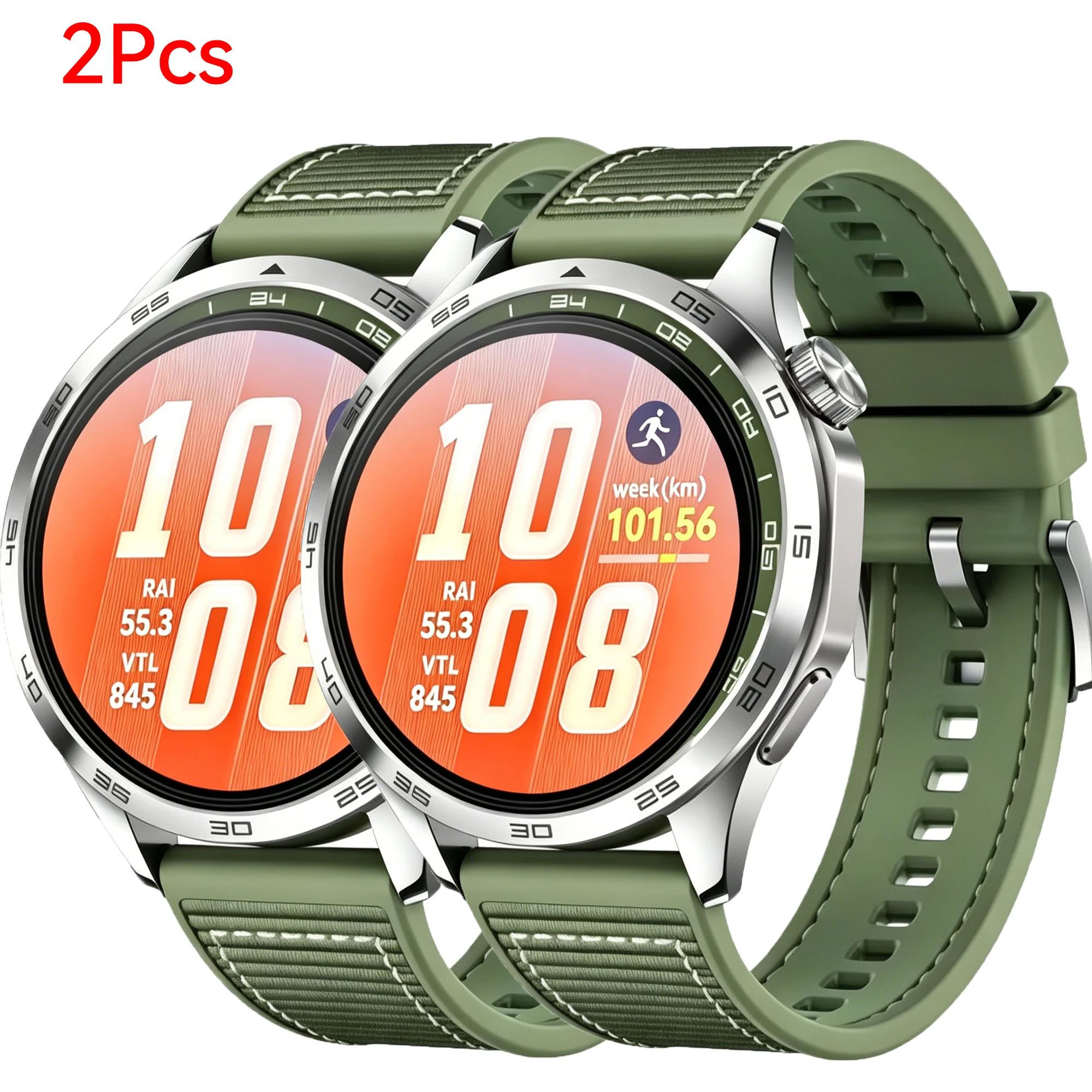 Universal 22mm Nylon+Silicone Sports Watch Strap Bracelet