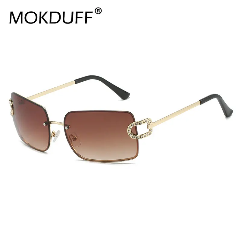 

Vintage Rectangle Sunglasses for Women Trendy Rimless 90s UV400 Womens Y2K Shades