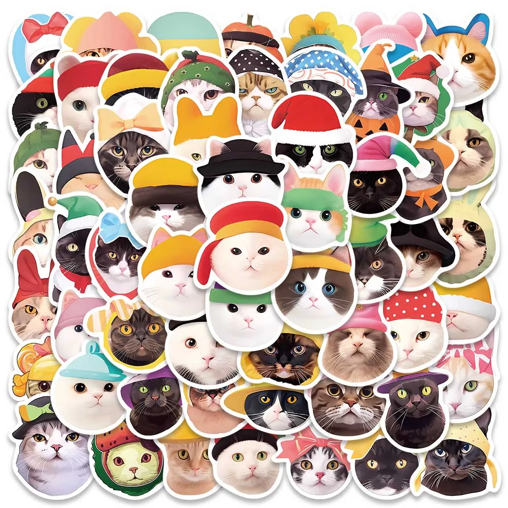 

59pcs Cute Cartoon Cats in the Hat Stickers For Laptop Phone Guitar Luggage DIY Waterproof Graffiti Stationery Vinyl Decals