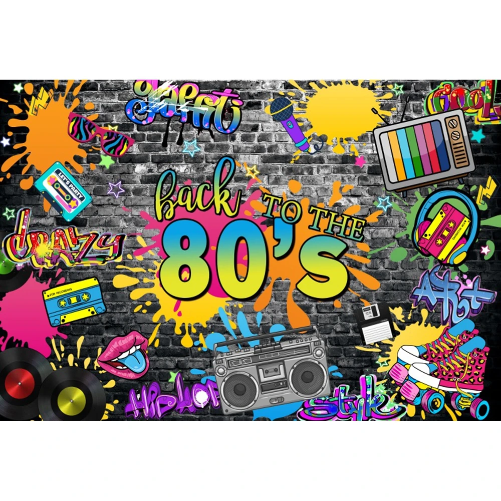 80's 90's Disco Music Glow Party Adult Birthday Backdrops Photography Hip Hop Background Baby Shower Photo Photographic Props photo backdrop
