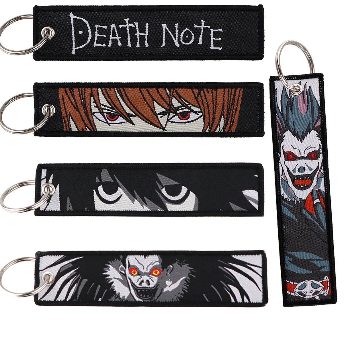 Anime Key Tag Embroidery Key Fobs For Motorcycles Cars Bag Backpack Keychain Fashion Ring For Friends Gifts