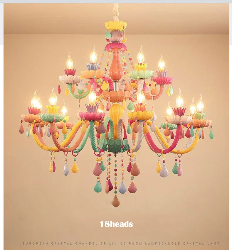 white chandelier Colorful crystal chandelier pink, green, purple, red, blue living room bedroom dining room girl children's room chandelier small chandeliers