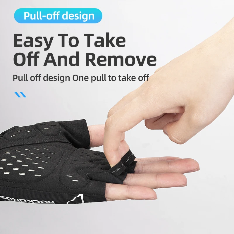 ROCKBROS Bicycle Gloves Breathable Reflective MTB Road Half Finger Bike Gloves Silicone Shock-absorption Cycling Short Gloves 4