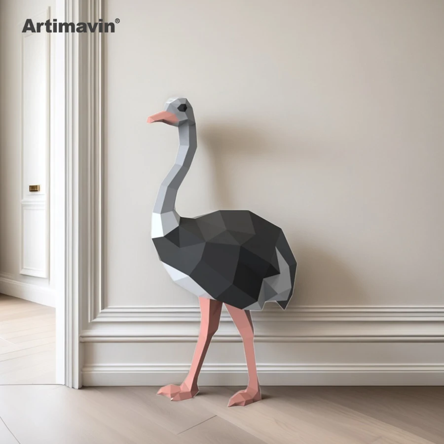 Ostrich 3d Paper Art Modelling Paper Moulds 3d Hand-folded Creative Diy Decorations For Living Room Bedroom Shop