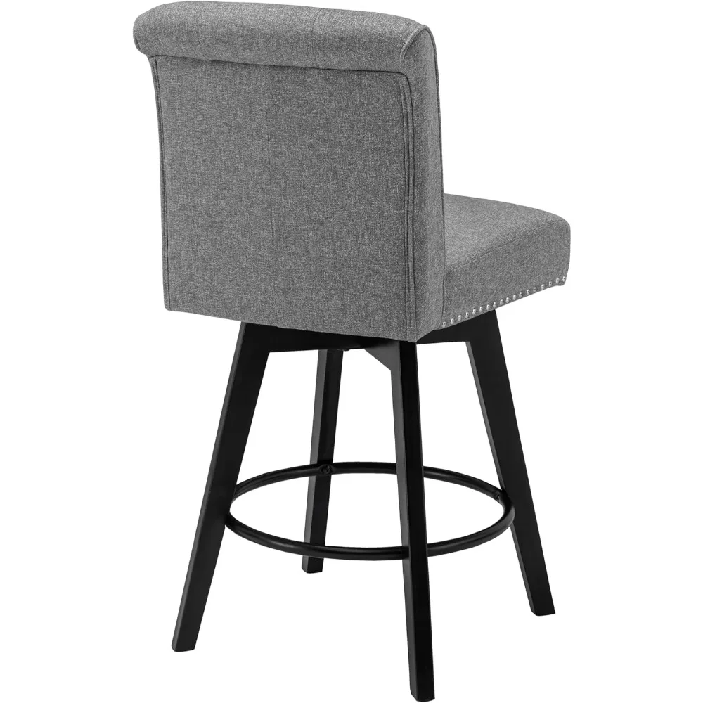 26" Swivel Counter Stools with Back and Nailhead, Set of 2 6