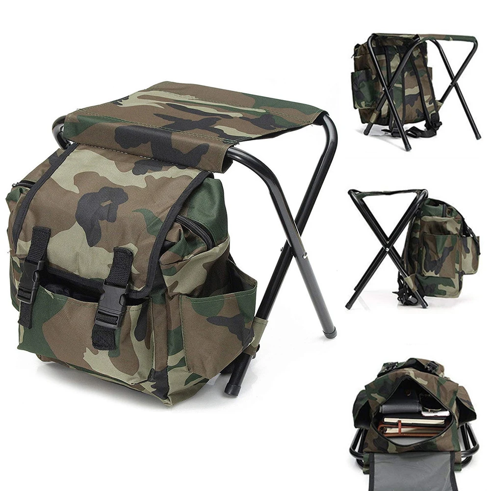 Sac à dos avec chaise intégrée - Siège pliant et sac de pêche multifonction pour camping