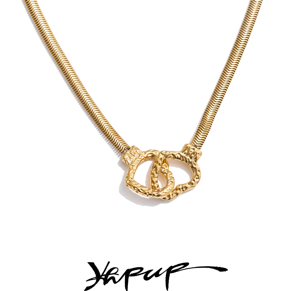 Yhpup Stainless Steel Heart Pendant Necklace for Women