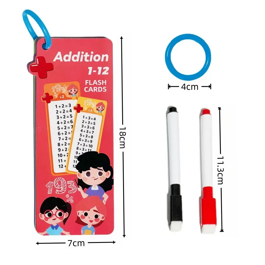 Maths Training Cards Addition Subtraction Multiplication and Division Educational Toys Student Arithmetic with Erasable Pen 4