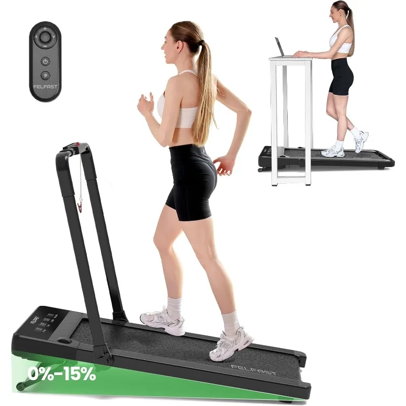 

Walking Pad Treadmill 15% 9° Auto Incline, 2-in-1 Under Desk Foldable Treadmill Portable Mini Treadmill for Office Home