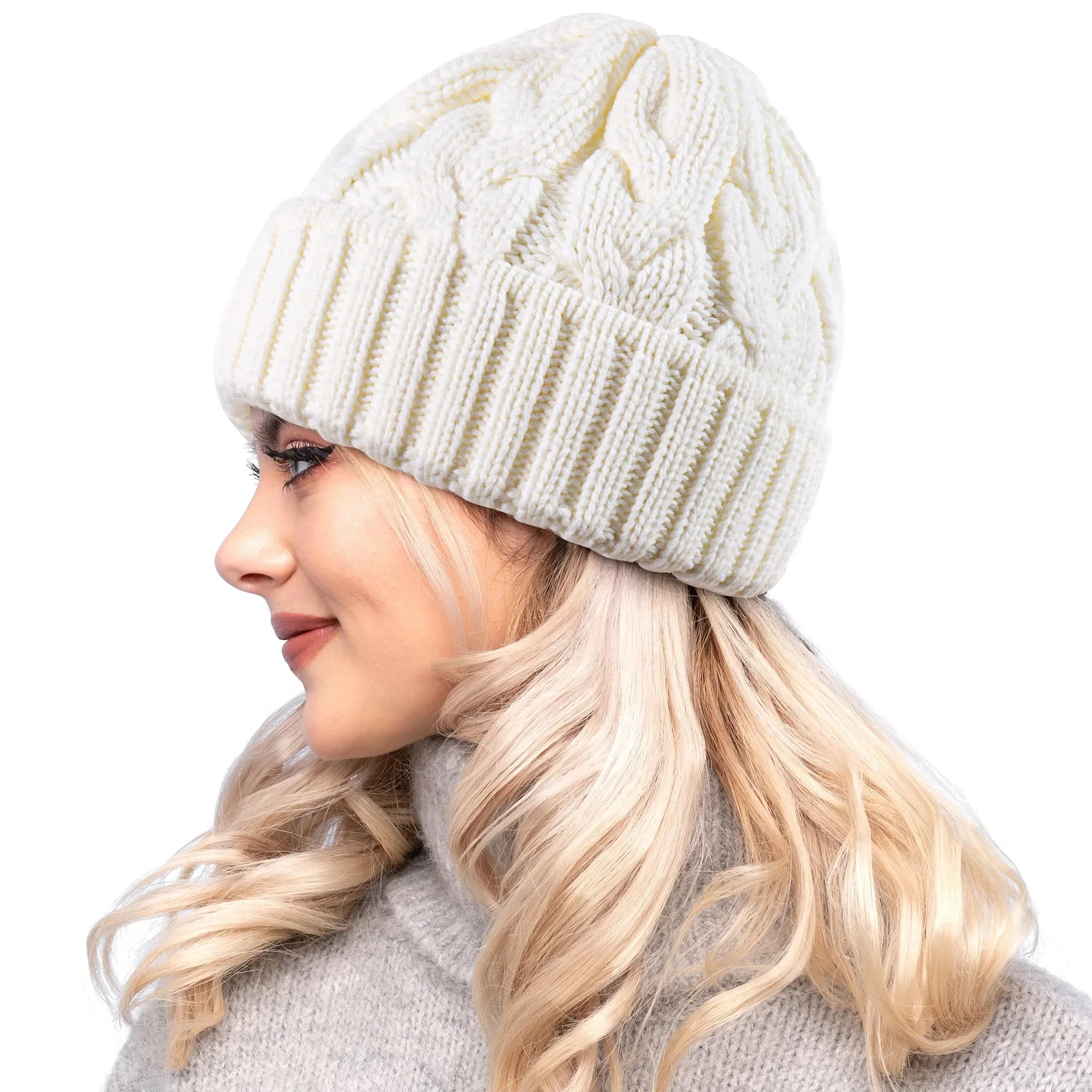 2024 Fashion Warm Knitted Hat Skullies Winter Knitted Beanies Unisex Men Women Cap Female Bonnet Foldable Ski Outdoor Hats 5