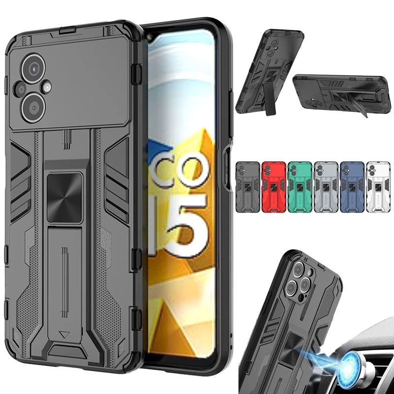 Per Xiaomi Poco M5 M5 5G Custodia Armor Magnetic Car Stand Custodie Per Telefono Per Poko Poxo Pocco Little M5 M 5 5G Pocom5 Cover Posteriore Del Supp