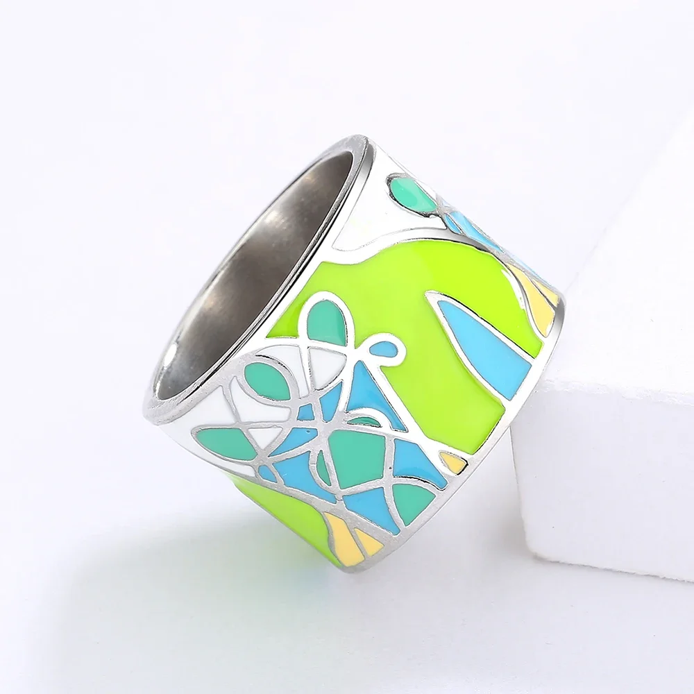 Wedding rings silver rings silver ring gold plated rings gold plated silver ring gold rings golden ring gemstone ring emerald gemstone ring jade ring Women's Epoxy Leaf Shape Ring Handmade Enamel Jewelry Wedding Bridal Jewelry Engagement
