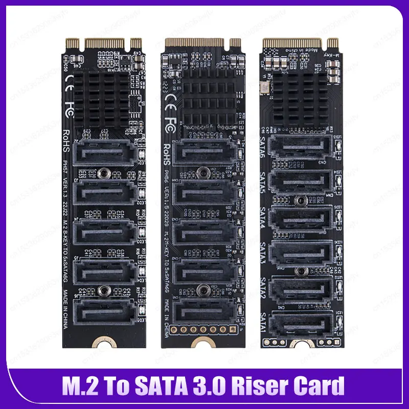 Mkey Pci-e Riser Card M.2 para Sata 3.0 Conversor Nvme para Sata 3.0 Adaptador 6gpbs Suporte a Função pm M.2