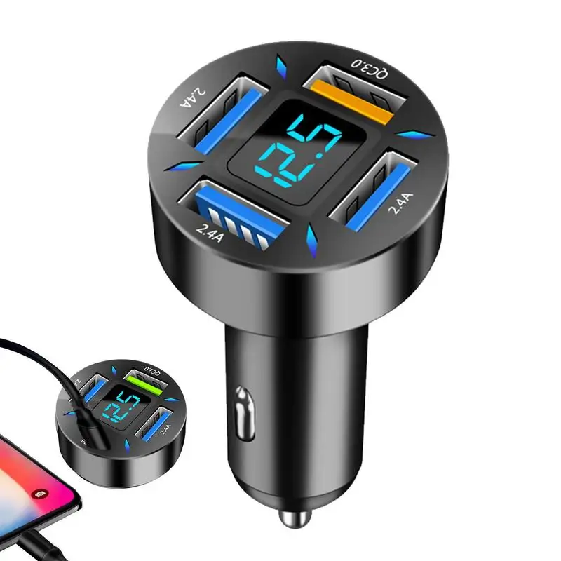 

Cell Phone Automobile Chargers 66W Fast Charging USB C Car Charger For Tablet PC QC3.0 Car Charger Adapter 4 Ports USB Lighter