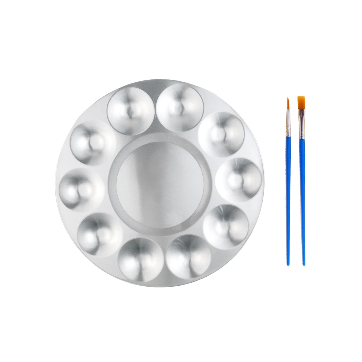 Aluminum Fine Art Painting palette Round 10-hole student gouache Paint palette Painting