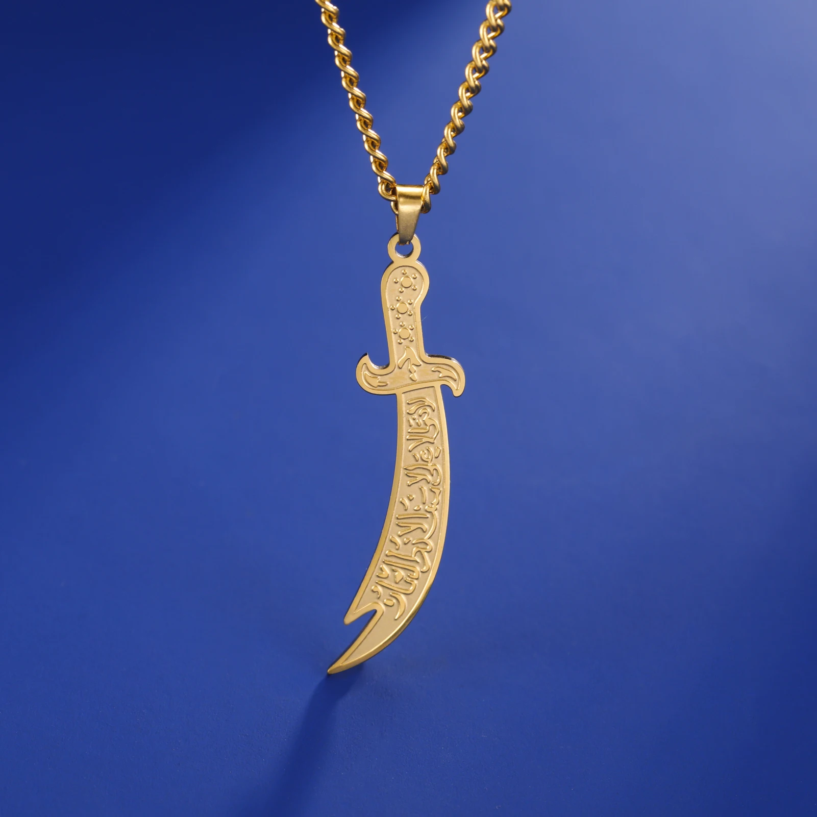 Stainless Steel Sword Necklace for Men Women Islamic Arabic