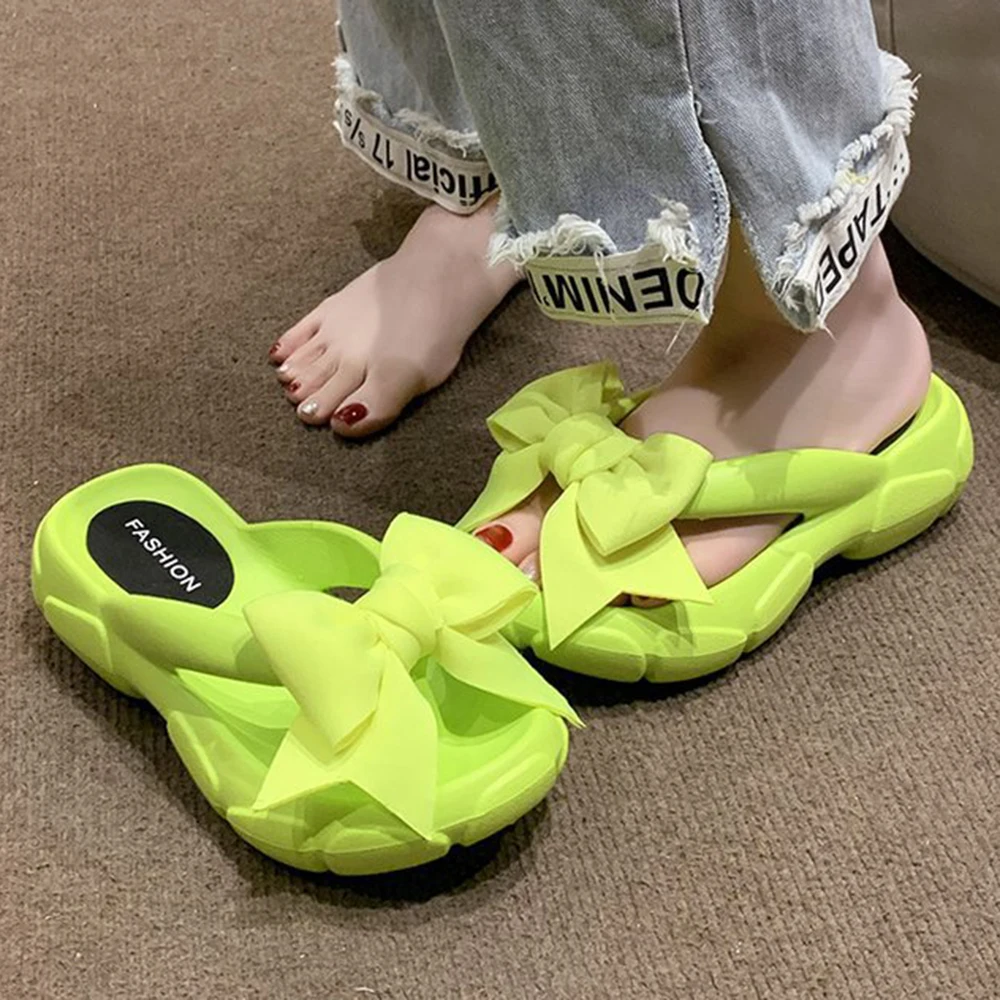 

Fashion Bowknot Platform Flip Flop for Women Summer Beach Non Slip Wedge Slippers Woman Thick Sole Clip Toe Slides Sandals cc141