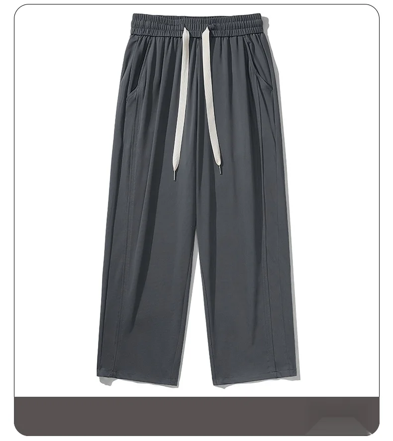 Elastic drape and quick drying air-conditioned pants for the summer of 2024, with a new cool feeling splicing and wide leg pants for men_voghion.com