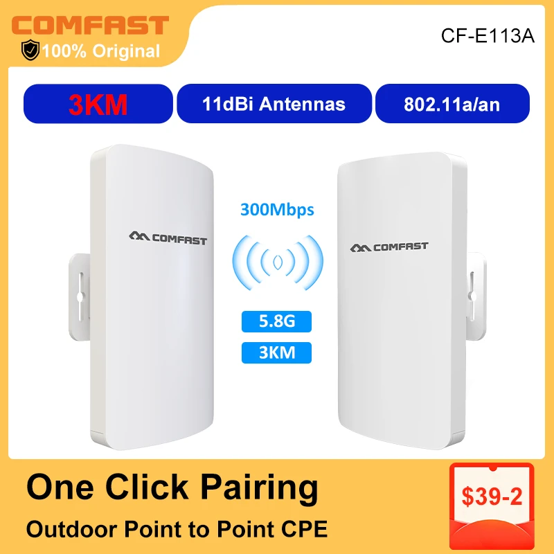 Antena wifi de largo alcance para exteriores, repetidor inalámbrico de  5GHz, AP extensor de punto de acceso, enrutador de cliente de puente WiFi,  3KM, CPE, 300Mbps, 11dBi - AliExpress