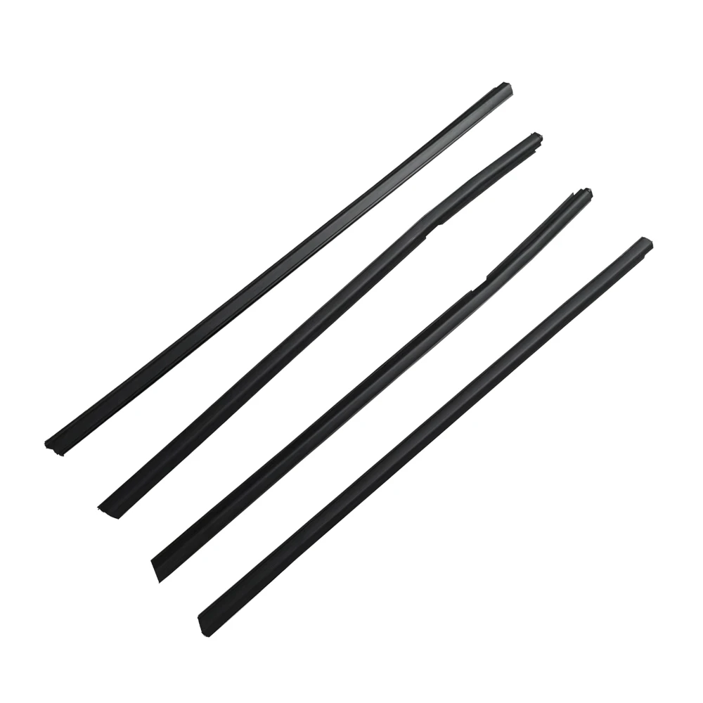 4Pcs Outer Door Window Glass Weatherstrip Belt For Honda City 2009-2014 Door Window Moulding Trim Sealing Front Rear Black