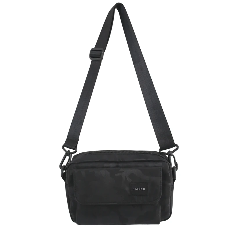 VC Men's Black Small Messenger Bag Simple Casual Nylon