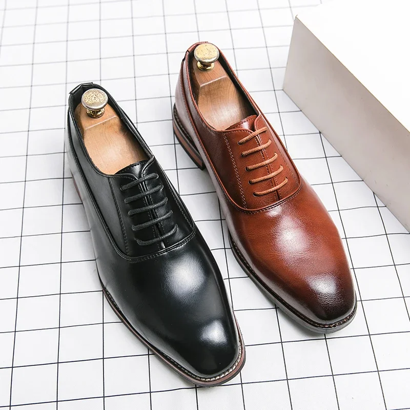 Leather Shoes Italian Mens Wedding Oxfords Shoes Luxury Genuine Leather Handmade Comfortable Quality Elegant Office Formal Shoes Man Size 46
