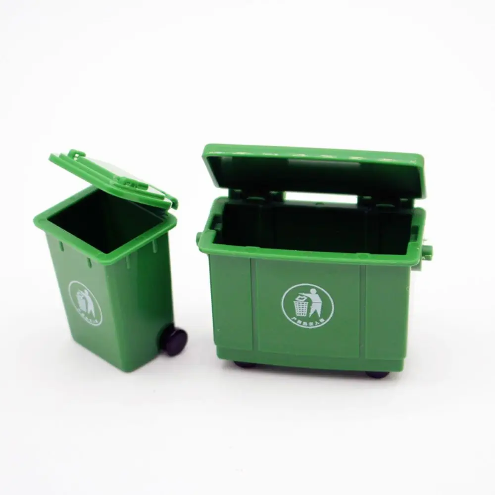 Plastic Dollhouse Miniature Trash Can Trendy Home Decor Toy Model Dollhouse Garbage Cans Doll House Decor Children 3