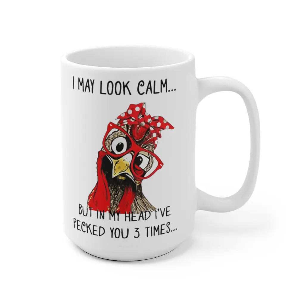 

11 Oz FUNNY PECK You 3 Times Chicken Mug For Coffee Cocoa Tea Beverage