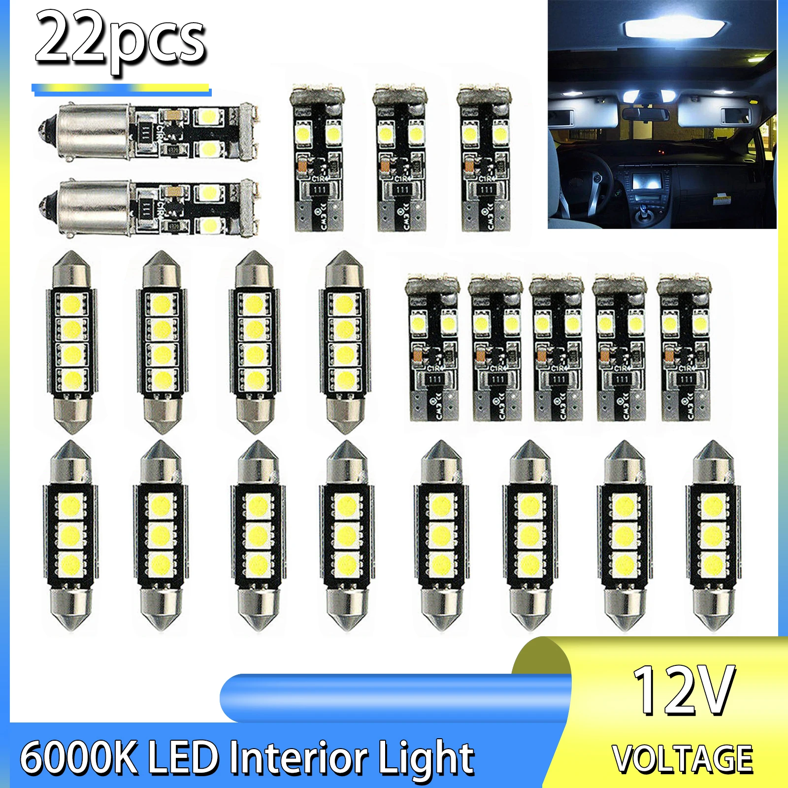 

For BMW E46 3 Series 22pcs LED Interior Light Upgrade Kit Xenon White 6000K Car Reading Dome Tail Number Plate Lights Mayitr
