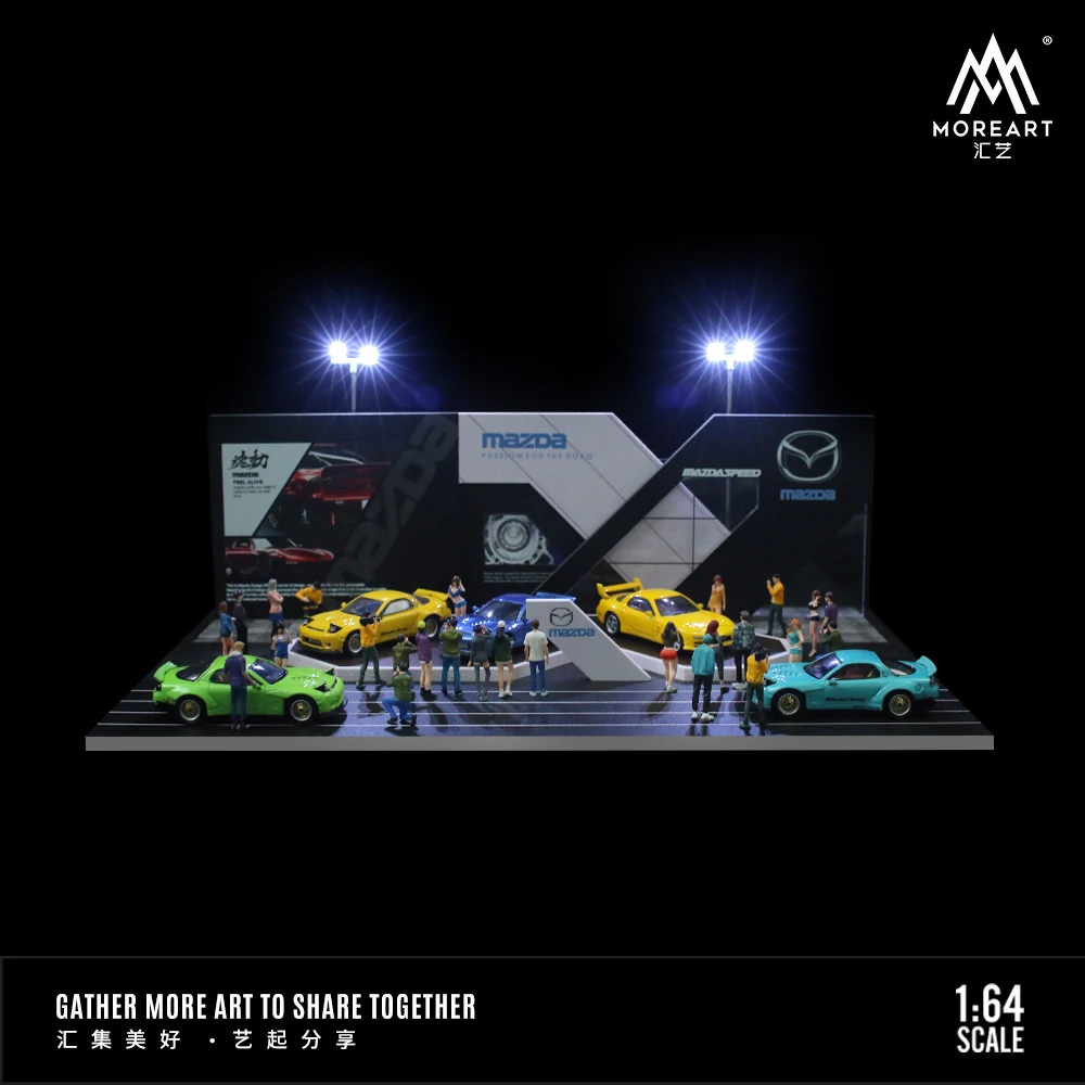 MoreArt 자동차 쇼 부스 조명 버전 장면 모델 주차장, 1:64
