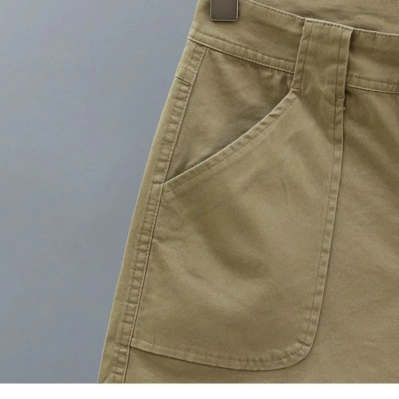 Minimalist 2024 Summer New Denim Shorts Women's Solid High Waist Button Spliced Pockets Loose Casual Versatile Wide Leg Trousers