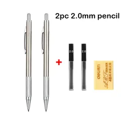 Premium Full Metal Mechanical Pencil Set - Multi-Tip Art & Writing Collection with Leads (2Pc 2.0mm Pencil)