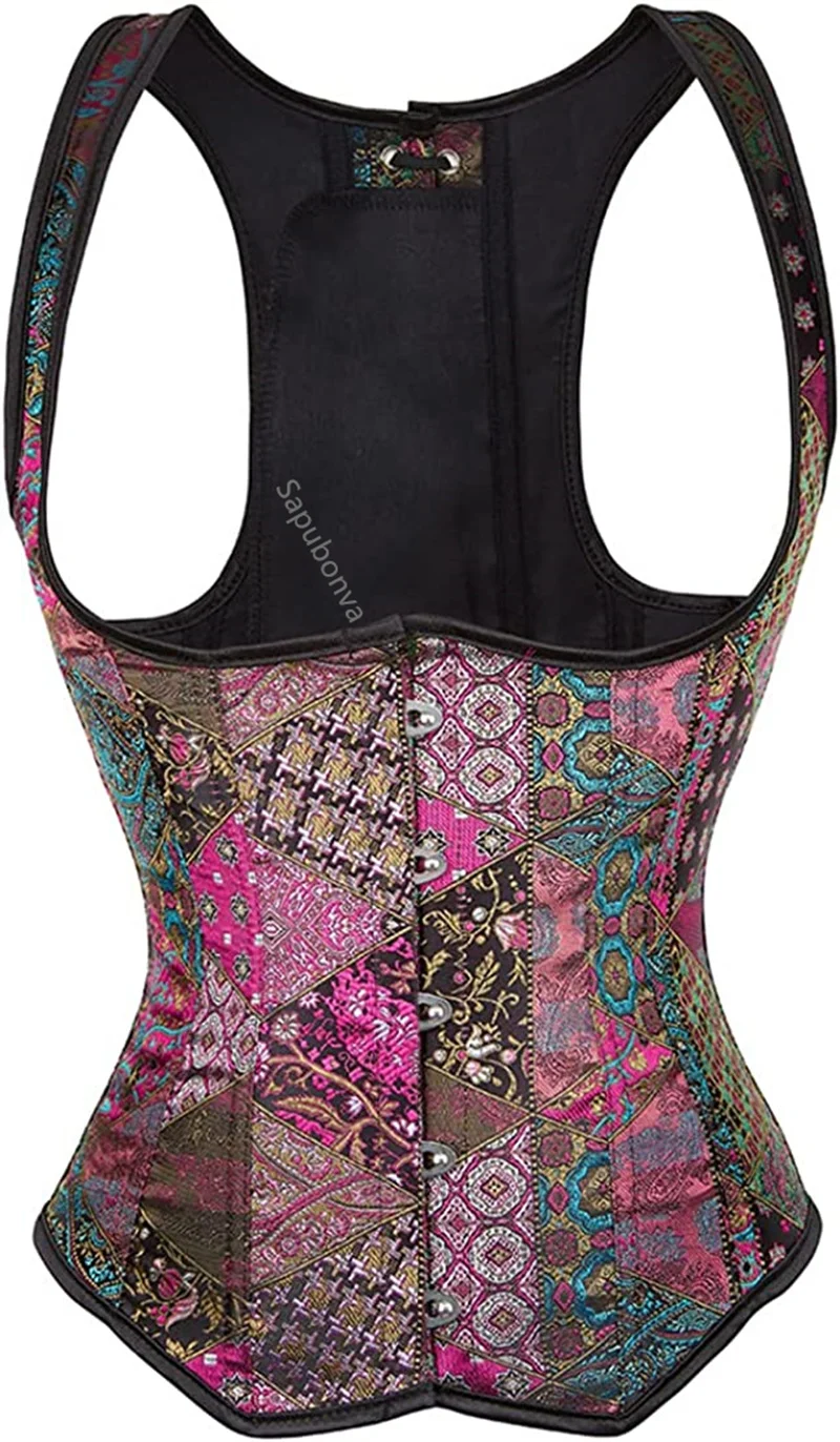 Sapubonva underbust corset and bustier Embroidery vest overbust corselet Gothic women vintage lingerie plus size sexy korset