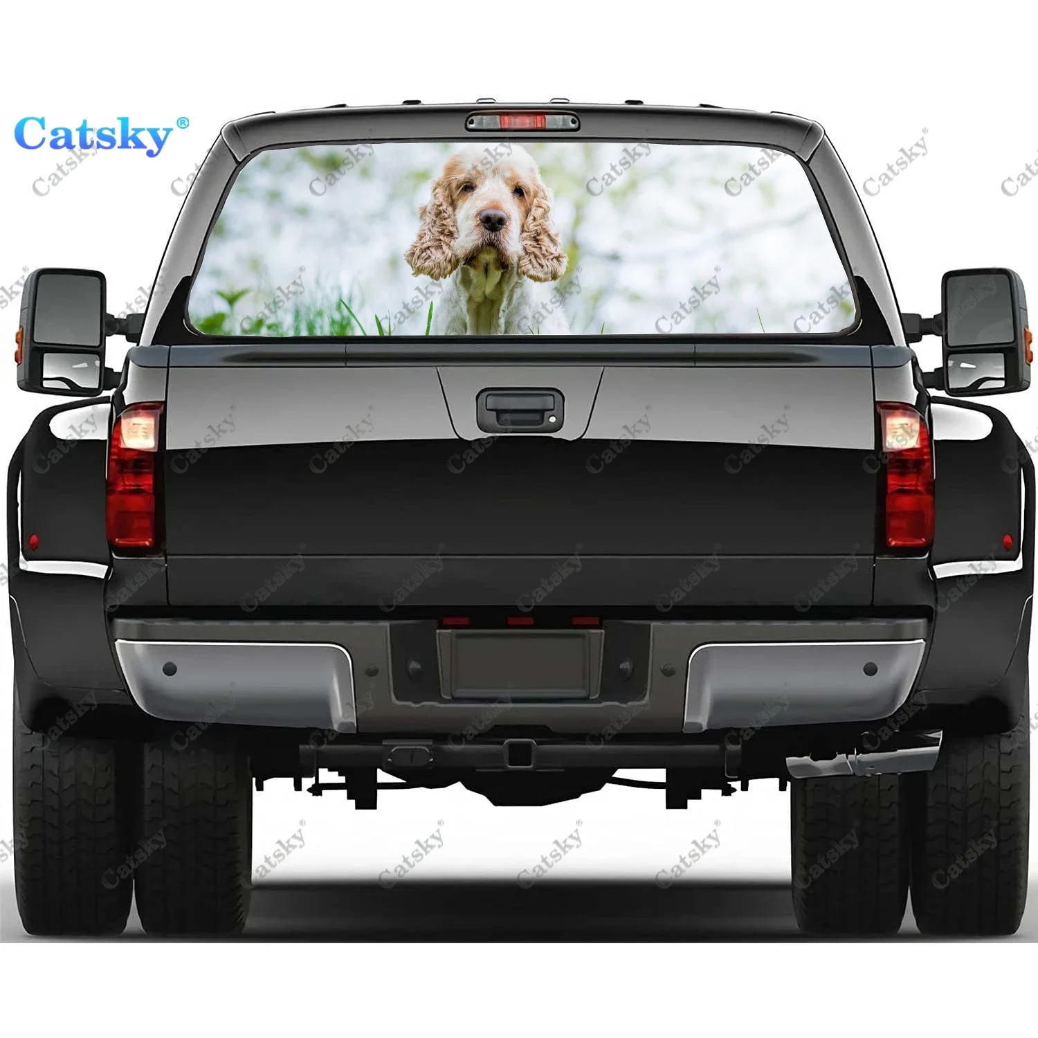 

English Cocker Spaniel Rear Window Decals for Truck,Pickup Window Decal,Rear Window Tint Graphic Perforated Vinyl Truck Stickers