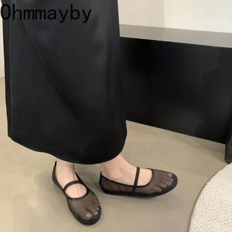 Flat Black Shoes Fashion Ballet Flats Black The Row Nylon Sock