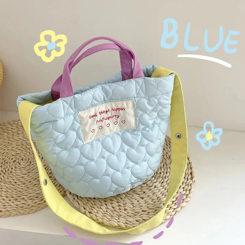 Kontrast farbe Damen Beutel tasche Liebe Quilten Frauen gepolsterte Umhängetaschen große Kapazität weibliche Tasche Geldbörse Reise handtaschen