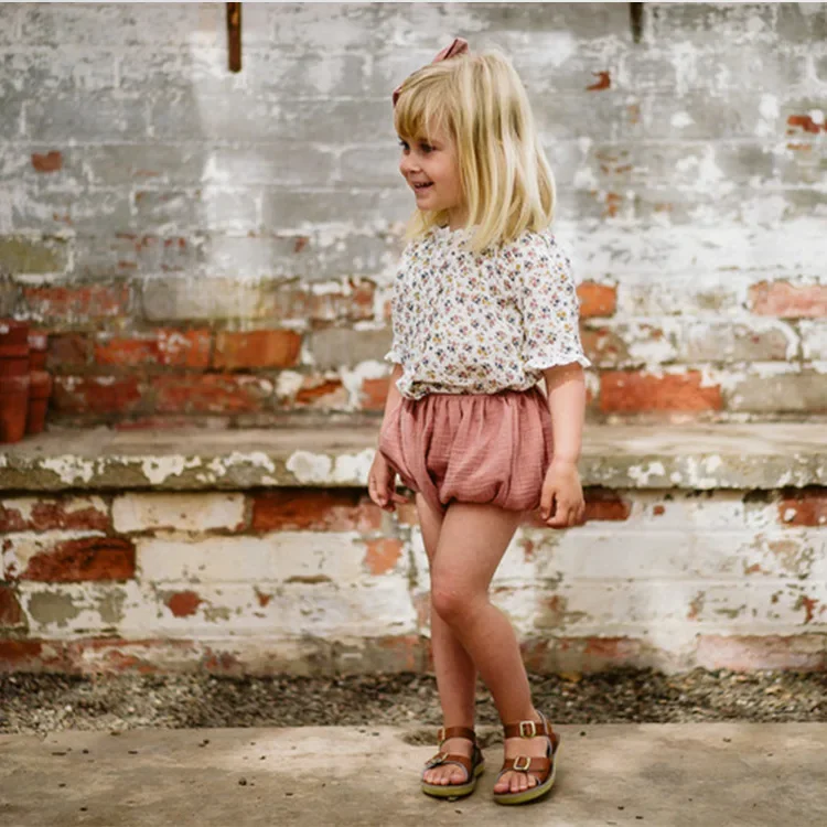 Baby Girl Summer Toddler Girls Bloomers Cotton Linen Loose Fresh Style Shorts Ruffle Flower LCC