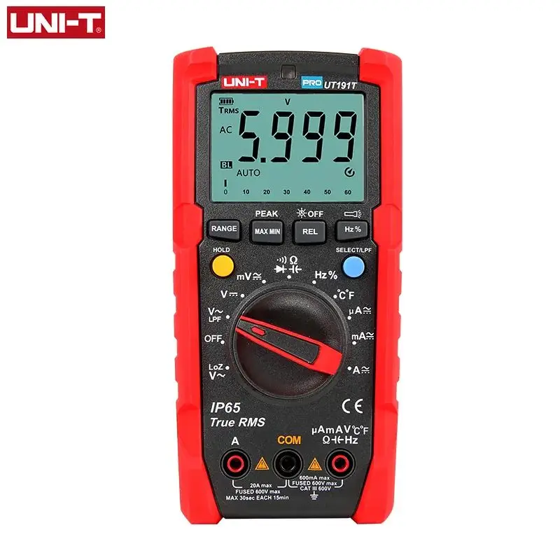 

UNI-T Tester Digital Multimeter Profesional UT191E UT191T True RMS Auto Range DMM 20A Ammeter 600V Count 6000 DC AC Capacitor