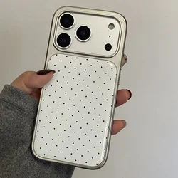 Minimalist Silver Frame Black Polka Dot Phone Case - Stylish Shockproof Protective Shell - iPhone 14 Pro Max (Silver Frame Case)