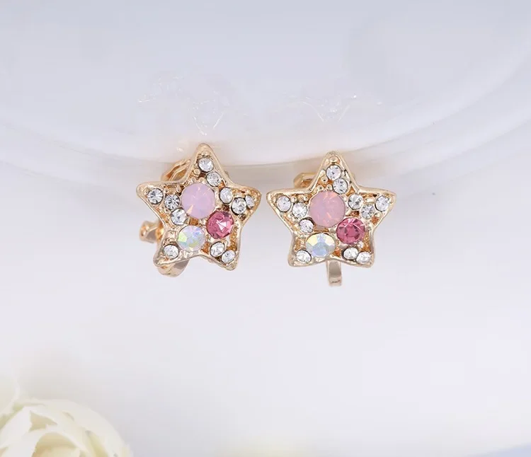 Korean Rhinestones Clip Earrings For Women Girl Party Jewelry Gift ear clip earrings clip earrings ear clip ear accessories