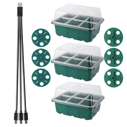 LED-Enhanced Seed Starter Tray with Adjustable Ventilation and Humidity Control (3-light-6 Cell)