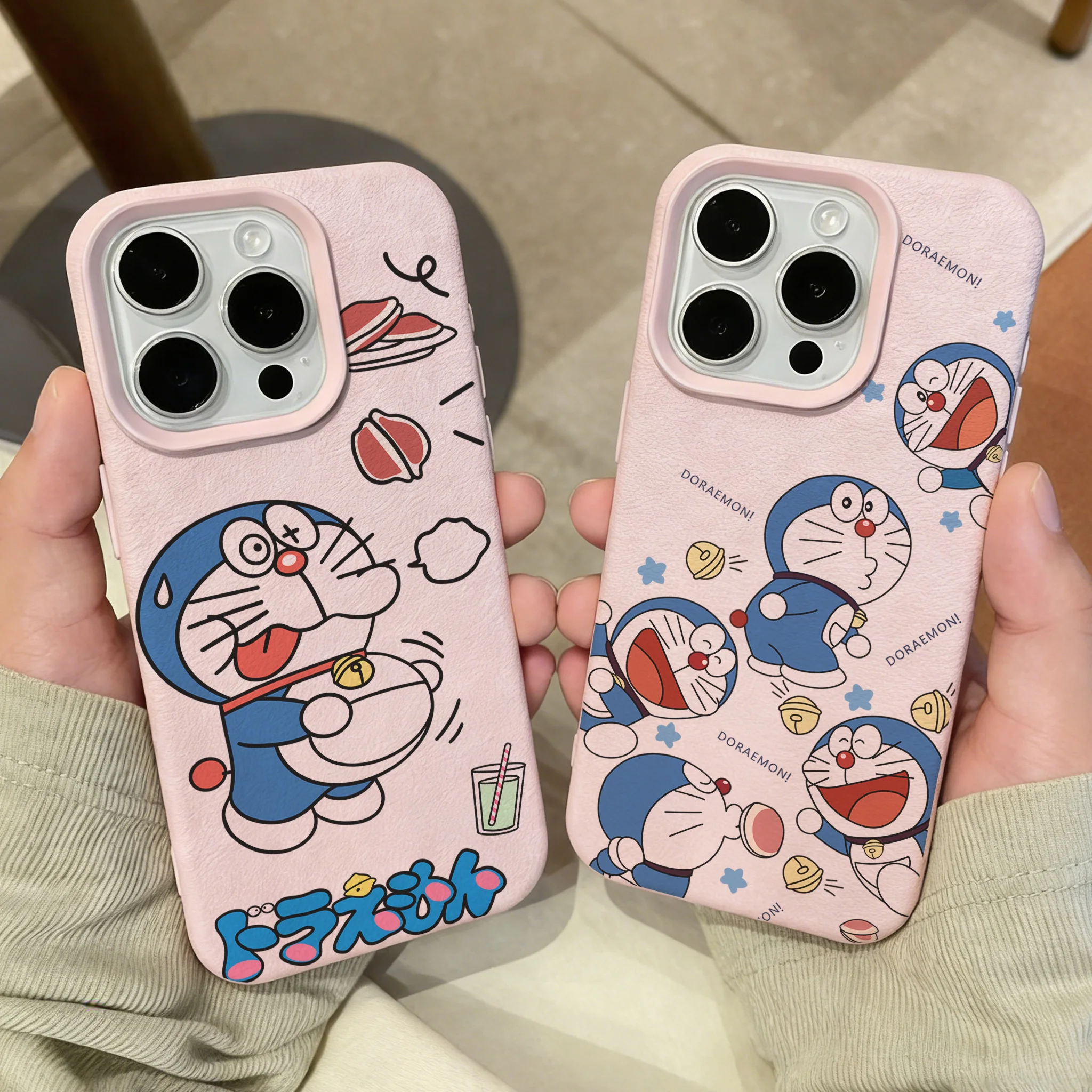 Cartoon D-Doraemon Lichee Leather Pattern Shockproof Phone Case