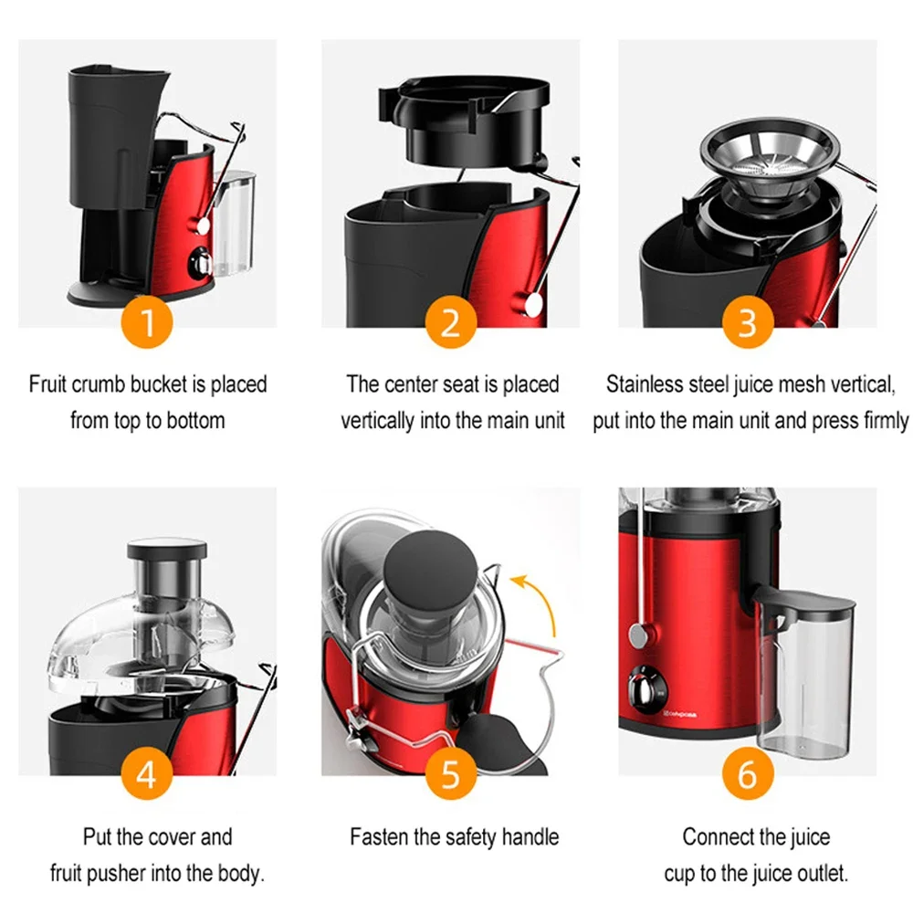 Juicer Centrifugal 400W Electric Orange Juicer Machine Household Large Caliber Residue Separation Vegetable Juicer 220V/110V 5