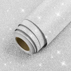 Glitter Contact Paper Peel and Stick Silver Gold Wallpaper Vinyl Film Self Adhesive Wall Paper for Wall Cabinet Dressing table