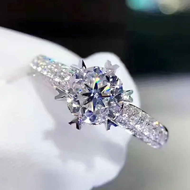 

DIWENFU 925 Sliver real VS1 Diamond Ring for Women 1 Carat Dainty Cirle Anillos De Bizuteria Gemstone 925 Jewelry Ring Box