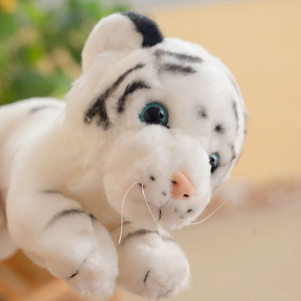 23cm 1pcs Cute Stuffed Animal Baby Tiger White Siberian Tiger Plush Toy Soft Room Decor Gift for Girl Boy Plushies Doll 4
