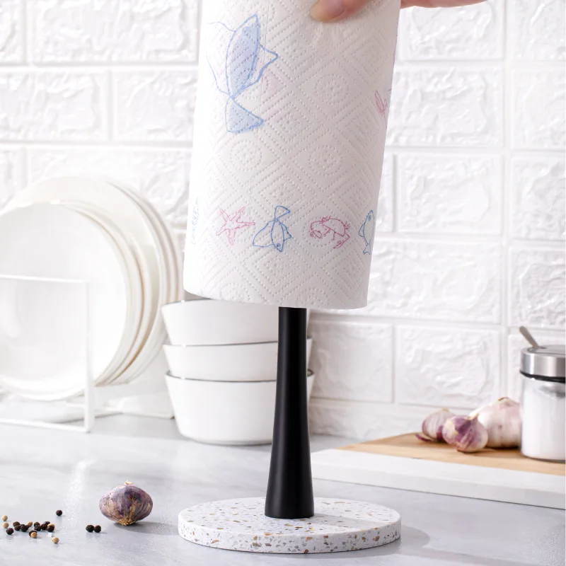 Jaswehome Paper Towel Holder Stand Marble Base Kitchen Tool Punch Free Desktop Accessories Storage Shelf Roll Paper Holder 5