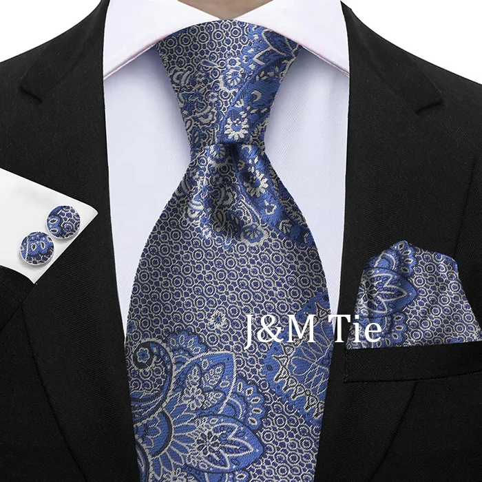 Luxus Paisley Braun Rot Blau Grau Hochzeit Krawatte Für Männer Einstecktuch Manschettenknopf Geschenk Männer Krawatte Mode Designer Business Party Geschenk – Detail 23