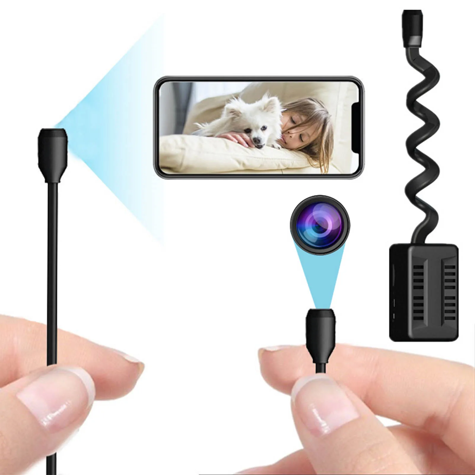 Security Cameras HD 1080P Mini WIFI Surveillance Camera with Adjustable Snake Lens