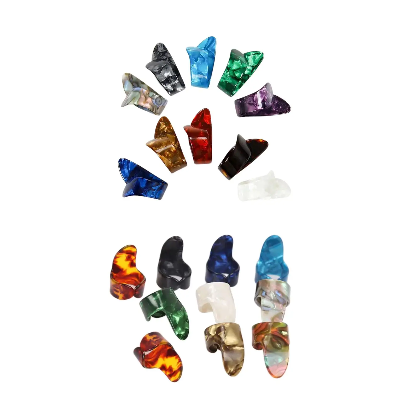 10 Pieces Thumb Finger Picks Colorful Nail Plectrum for Ukulele Bass Acoustic Guitar